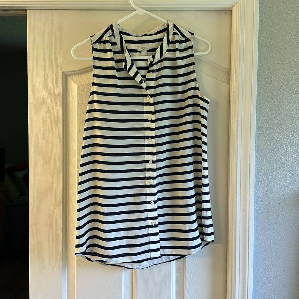 Blue and white stripe Jcrew blouse
